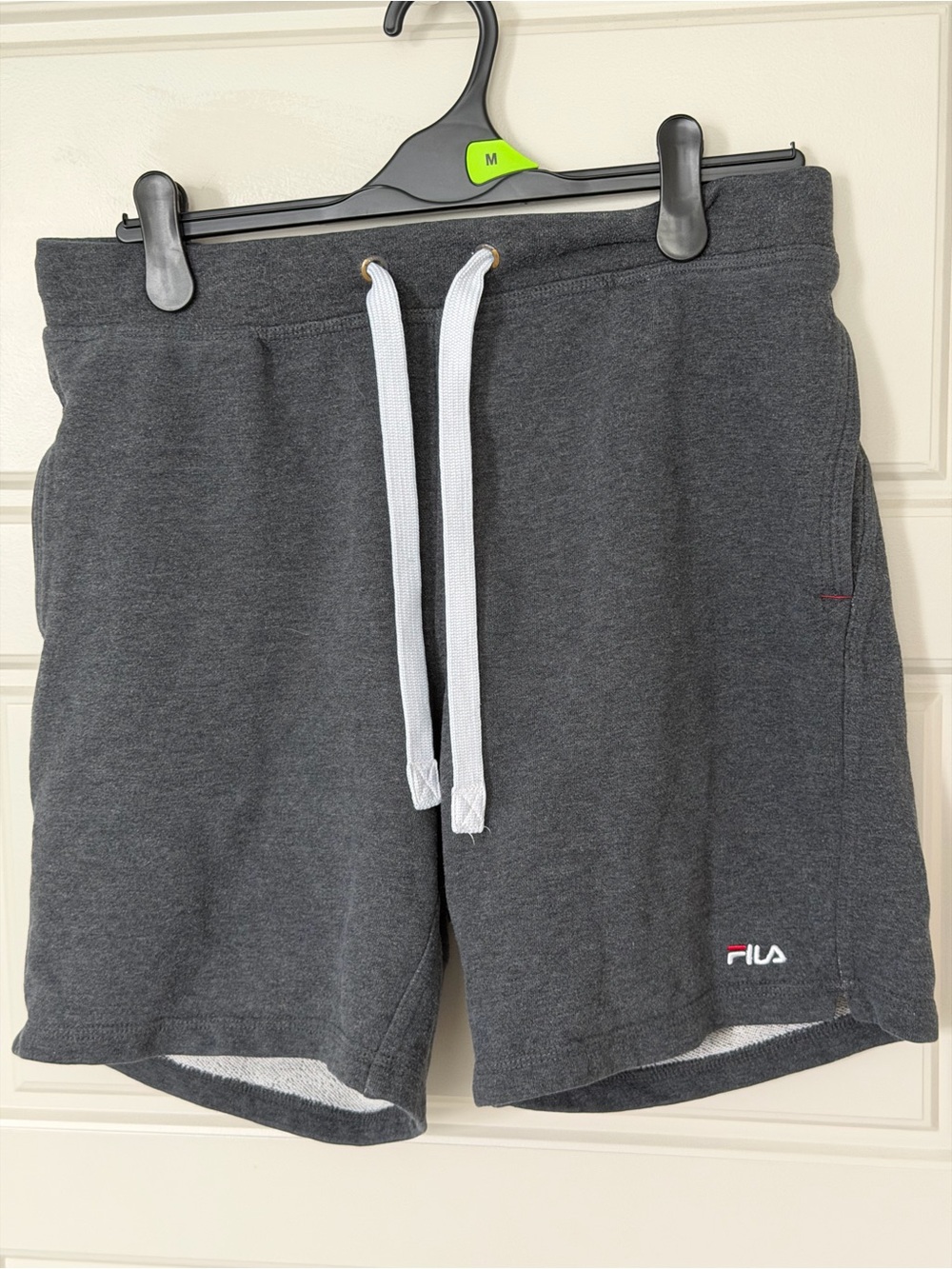 FILA Men's French Terry Sweat Shorts Charcoal Heather Gray Drawstring Size M